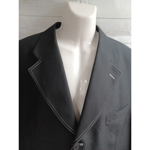 Fortino Landi Mens Black Blazer Jacket Sports Coat Thick Stitch Sz 42L - Picture 2 of 8